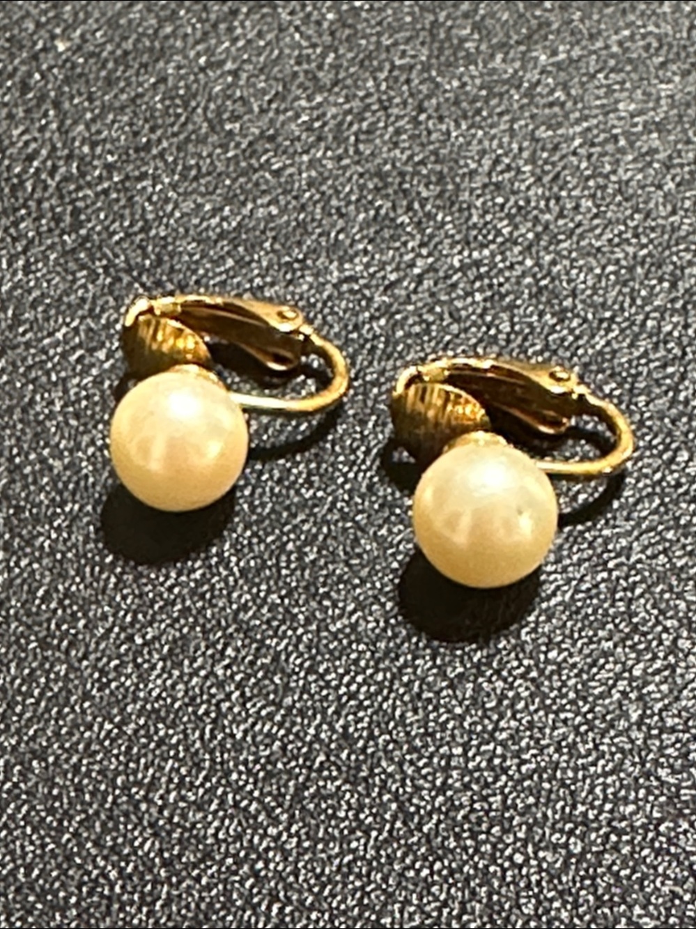 Marcella 8mm Faux Pearl Clip-On Gold Tone Vintage Earrings